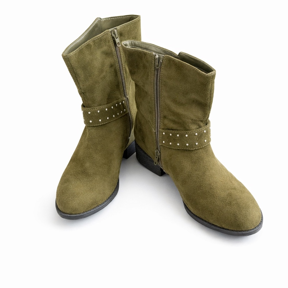 American Eagle Olive Green Studded Strap Ankle Boot
